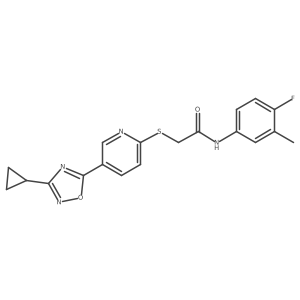 2-((5-(3-cyclopropyl-1,2,4-oxadiazol-5-yl)pyridin-2-yl)thio)-N-(4-fluoro-3-methylphenyl)acetamide结构式