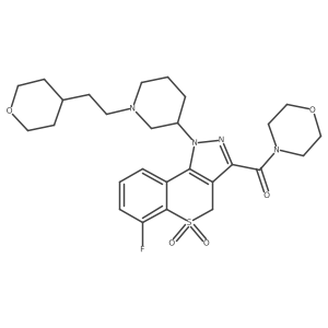 [6-Fluoro-1-[(3R)-1-[2-(oxan-4-yl)ethyl]piperidin-3-yl]-5,5-dioxo-4H-thiochromeno[4,3-c]pyrazol-3-yl]-morpholin-4-ylmethanone Structure