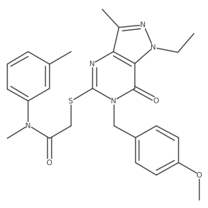 2-((1-ethyl-6-(4-methoxybenzyl)-3-methyl-7-oxo-6,7-dihydro-1H-pyrazolo[4,3-d]pyrimidin-5-yl)thio)-N-methyl-N-(m-tolyl)acetamide Structure