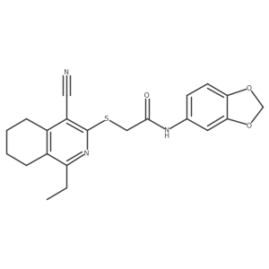 N-(1,3-benzodioxol-5-yl)-2-[(4-cyano-1-ethyl-5,6,7,8-tetrahydroisoquinolin-3-yl)sulfanyl]acetamide Structure