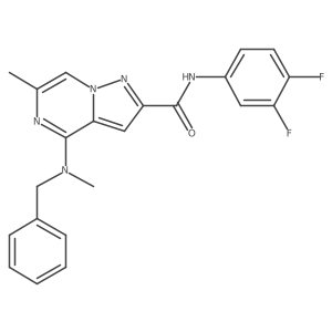 4-[benzyl(methyl)amino]-N-(3,4-difluorophenyl)-6-methyl-pyrazolo[1,5-a]pyrazine-2-carboxamide结构式