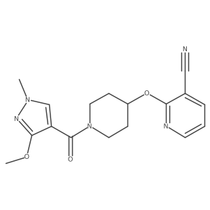 2-((1-(3-methoxy-1-methyl-1H-pyrazole-4-carbonyl)piperidin-4-yl)oxy)nicotinonitrile结构式