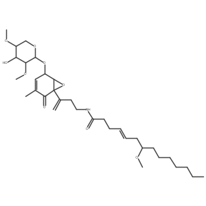 (E,7S)-N-[3-[(1S,5R,6S)-5-[(2R,3S,4R,5S)-4-hydroxy-3,5-dimethoxyoxan-2-yl]oxy-3-methyl-2-oxo-7-oxabicyclo[4.1.0]hept-3-en-1-yl]but-3-enyl]-7-methoxytetradec-4-enamide Structure