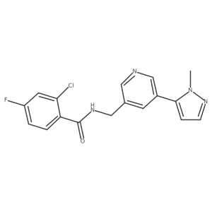 2-chloro-4-fluoro-N-((5-(1-methyl-1H-pyrazol-5-yl)pyridin-3-yl)methyl)benzamide Structure
