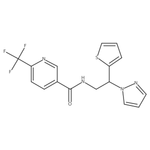 N-(2-(1H-pyrazol-1-yl)-2-(thiophen-2-yl)ethyl)-6-(trifluoromethyl)nicotinamide结构式