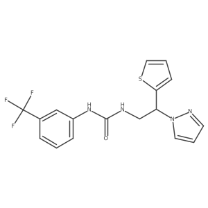 1-(2-(1H-pyrazol-1-yl)-2-(thiophen-2-yl)ethyl)-3-(3-(trifluoromethyl)phenyl)urea结构式