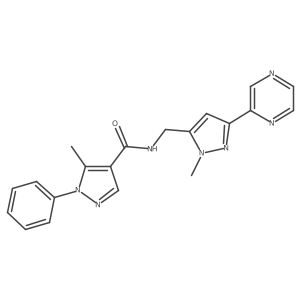 5-methyl-N-((1-methyl-3-(pyrazin-2-yl)-1H-pyrazol-5-yl)methyl)-1-phenyl-1H-pyrazole-4-carboxamide结构式