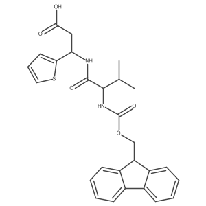 3-[(2R)-2-({[(9H-fluoren-9-yl)methoxy]carbonyl}amino)-3-methylbutanamido]-3-(thiophen-2-yl)propanoic acid结构式