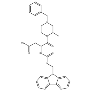 4-(4-benzyl-2-methylpiperazin-1-yl)-3-({[(9H-fluoren-9-yl)methoxy]carbonyl}amino)-4-oxobutanoic acid Structure
