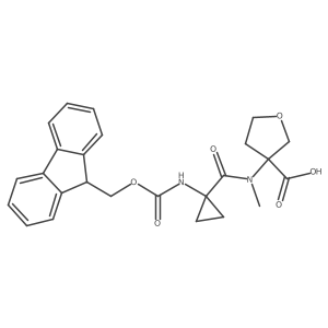 3-[N-methyl1-({[(9H-fluoren-9-yl)methoxy]carbonyl}amino)cyclopropaneamido]oxolane-3-carboxylic acid结构式