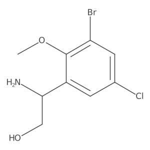 2-Amino-2-(3-bromo-5-chloro-2-methoxyphenyl)ethan-1-ol结构式