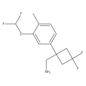 {1-[3-(Difluoromethoxy)-4-methylphenyl]-3,3-difluorocyclobutyl}methanamine结构式