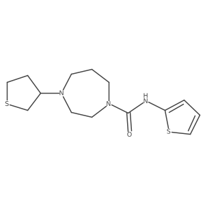 4-(tetrahydrothiophen-3-yl)-N-(thiophen-2-yl)-1,4-diazepane-1-carboxamide结构式
