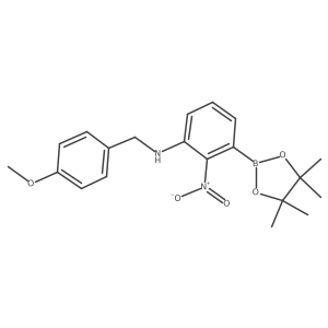 N-[(4-Methoxyphenyl)methyl]-2-nitro-3-(tetramethyl-1,3,2-dioxaborolan-2-yl)aniline Structure