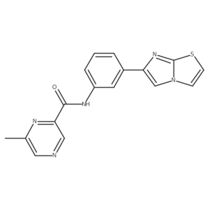 N-(3-{imidazo[2,1-b][1,3]thiazol-6-yl}phenyl)-6-methylpyrazine-2-carboxamide结构式