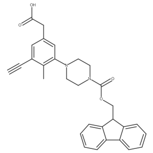 2-[3-ethynyl-5-(4-{[(9H-fluoren-9-yl)methoxy]carbonyl}piperazin-1-yl)-4-methylphenyl]acetic acid结构式