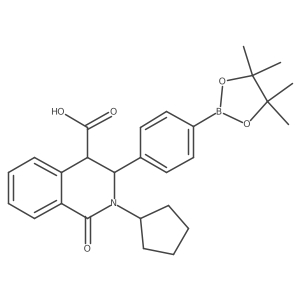 2-Cyclopentyl-1-oxo-3-(4-(4,4,5,5-tetramethyl-1,3,2-dioxaborolan-2-yl)phenyl)-1,2,3,4-tetrahydroisoquinoline-4-carboxylic acid Structure