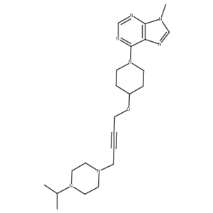 9-methyl-6-[4-({4-[4-(propan-2-yl)piperazin-1-yl]but-2-yn-1-yl}oxy)piperidin-1-yl]-9H-purine结构式
