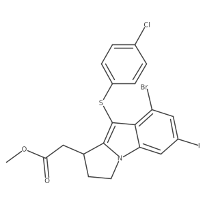 methyl 2-[5-bromo-4-(4-chlorophenyl)sulfanyl-7-iodo-2,3-dihydro-1H-pyrrolo[1,2-a]indol-3-yl]acetate结构式