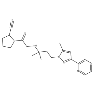 (2S)-1-[2-[[1,1-Dimethyl-3-[5-methyl-3-(2-pyrazinyl)-1H-pyrazol-1-yl]propyl]amino]acetyl]-2-pyrrolidinecarbonitrile结构式