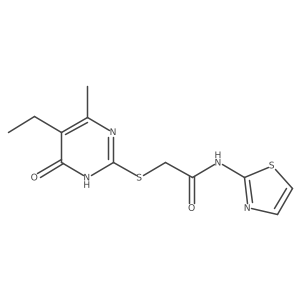 2-((5-ethyl-4-methyl-6-oxo-1,6-dihydropyrimidin-2-yl)thio)-N-(thiazol-2-yl)acetamide结构式
