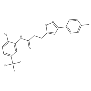 N-(2-chloro-5-(trifluoromethyl)phenyl)-2-((3-(p-tolyl)-1,2,4-thiadiazol-5-yl)thio)acetamide结构式