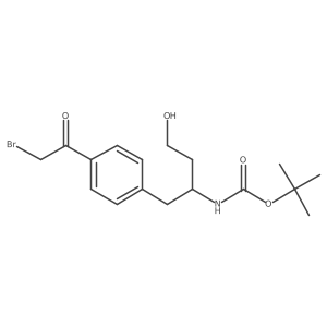 1,1-dimethylethyl ((1S)-1-{[4-(bromoacetyl)phenyl]methyl}-3-hydroxypropyl)carbamate结构式