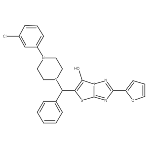 5-((4-(3-Chlorophenyl)piperazin-1-yl)(phenyl)methyl)-2-(furan-2-yl)thiazolo[3,2-b][1,2,4]triazol-6-ol结构式