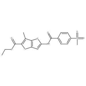 Ethyl 6-methyl-2-(4-(methylsulfonyl)benzamido)thieno[2,3-d]thiazole-5-carboxylate Structure