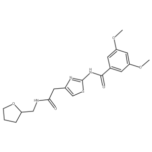 3,5-dimethoxy-N-(4-(2-oxo-2-(((tetrahydrofuran-2-yl)methyl)amino)ethyl)thiazol-2-yl)benzamide结构式