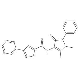 N-(1,5-dimethyl-3-oxo-2-phenyl-2,3-dihydro-1H-pyrazol-4-yl)-3-(pyrazin-2-yl)-1,2,4-oxadiazole-5-carboxamide Structure