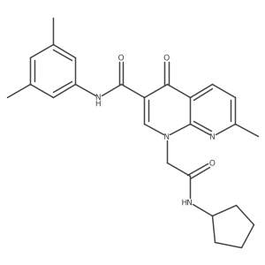 1-(2-(cyclopentylamino)-2-oxoethyl)-N-(3,5-dimethylphenyl)-7-methyl-4-oxo-1,4-dihydro-1,8-naphthyridine-3-carboxamide结构式