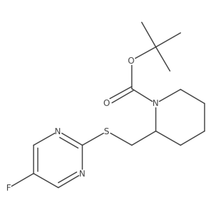 2-(5-Fluoro-pyrimidin-2-ylsulfanylmethyl)-piperidine-1-carboxylic acid tert-butyl ester结构式