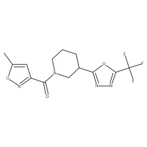 (5-methylisoxazol-3-yl)-[3-[5-(trifluoromethyl)-1,3,4-oxadiazol-2-yl]-1-piperidyl]methanone结构式