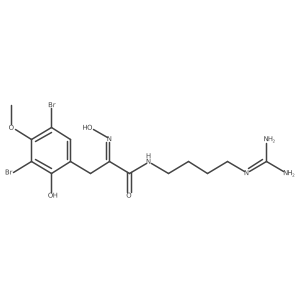 (E)-3-(3,5-Dibromo-2-hydroxy-4-methoxyphenyl)-N-(4-guanidinobutyl)-2-(hydroxyimino)propanamide结构式