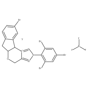 4H,6H-Indeno[2,1-b][1,2,4]triazolo[4,3-d][1,4]oxazinium, 9-bromo-5a,10b-dihydro-2-(2,4,6-tribromophenyl)-, (5aS,10bR)-, tetrafluoroborate(1-) (1:1)结构式