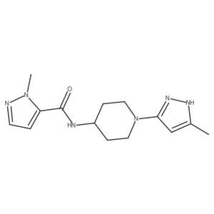 1-methyl-N-(1-(5-methyl-1H-pyrazol-3-yl)piperidin-4-yl)-1H-pyrazole-5-carboxamide结构式