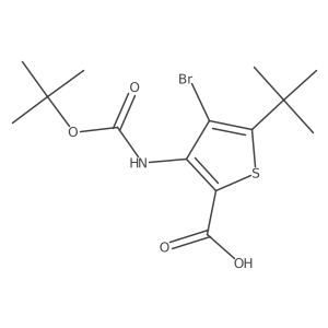 4-Bromo-3-{[(tert-butoxy)carbonyl]amino}-5-tert-butylthiophene-2-carboxylic acid结构式