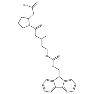 2-[(2S)-1-[5-({[(9H-fluoren-9-yl)methoxy]carbonyl}amino)-3-methylpentanoyl]pyrrolidin-2-yl]acetic acid Structure