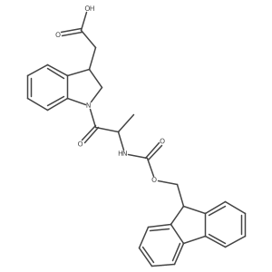 2-{1-[(2R)-2-({[(9H-fluoren-9-yl)methoxy]carbonyl}amino)propanoyl]-2,3-dihydro-1H-indol-3-yl}acetic acid Structure