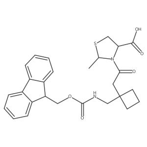 3-(2-{1-[({[(9H-fluoren-9-yl)methoxy]carbonyl}amino)methyl]cyclobutyl}acetyl)-2-methyl-1,3-thiazolidine-4-carboxylic acid Structure
