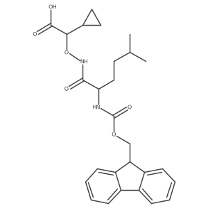 2-cyclopropyl-2-{[2-({[(9H-fluoren-9-yl)methoxy]carbonyl}amino)-5-methylhexanamido]oxy}acetic acid Structure