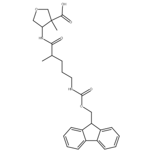 4-[5-({[(9H-fluoren-9-yl)methoxy]carbonyl}amino)-2-methylpentanamido]-3-methyloxolane-3-carboxylic acid结构式