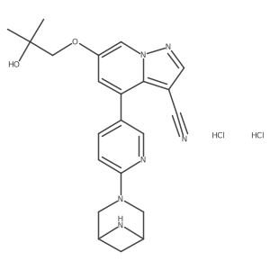 4-(6-(3,6-Diazabicyclo[3.1.1]heptan-3-yl)pyridin-3-yl)-6-(2-hydroxy-2-methylpropoxy)pyrazolo[1,5-a]pyridine-3-carbonitrile dihydrochloride Structure