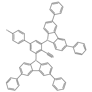 3,5-Bis(3,6-diphenyl-9H-carbazol-9-yl)-4'-fluoro-[1,1'-biphenyl]-4-carbonitrile Structure
