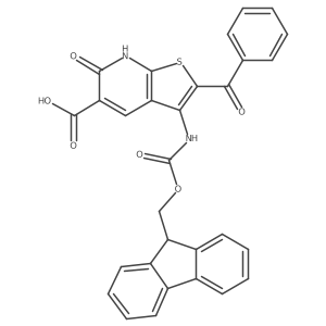 2-benzoyl-3-({[(9H-fluoren-9-yl)methoxy]carbonyl}amino)-6-oxo-6H,7H-thieno[2,3-b]pyridine-5-carboxylic acid结构式