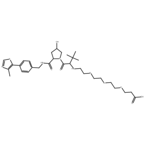 3-[2-[2-[2-[[(1S)-1-[(2S,4R)-4-hydroxy-2-[[4-(4-methylthiazol-5-yl)phenyl]methylcarbamoyl]pyrrolidine-1-carbonyl]-2,2-dimethyl-propyl]amino]ethoxy]ethoxy]ethoxy]propanoic acid结构式