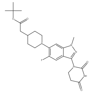 tert-Butyl 2-(1-(3-(2,4-dioxotetrahydropyrimidin-1(2H)-yl)-5-fluoro-1-methyl-1H-indazol-6-yl)piperidin-4-yl)acetate结构式