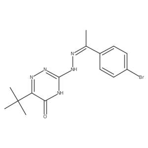 (E)-3-(2-(1-(4-bromophenyl)ethylidene)hydrazinyl)-6-(tert-butyl)-1,2,4-triazin-5(4H)-one结构式