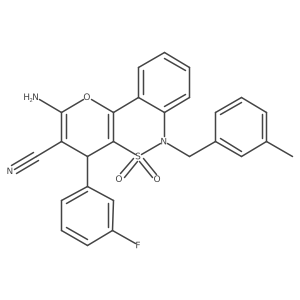 2-Amino-4-(3-fluorophenyl)-6-(3-methylbenzyl)-4,6-dihydropyrano[3,2-c][2,1]benzothiazine-3-carbonitrile 5,5-dioxide Structure